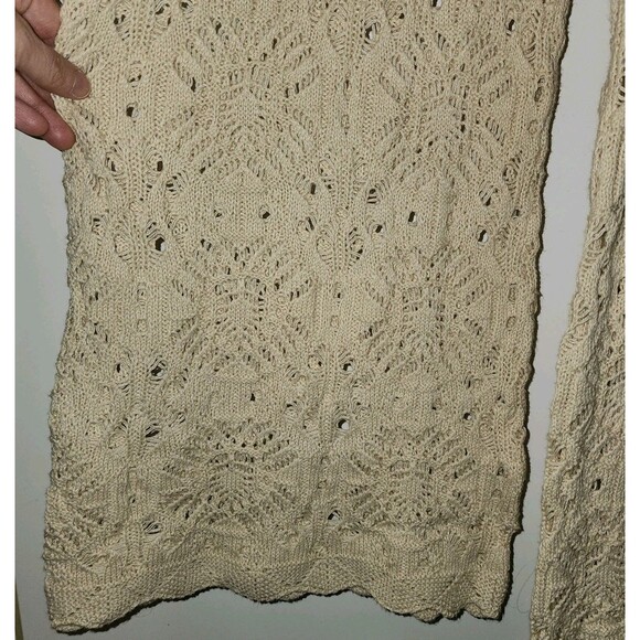 Solai The Label Women Pull On Crochet Pant Beige Sz M boho Beach Wideleg Comfort - Picture 3 of 14